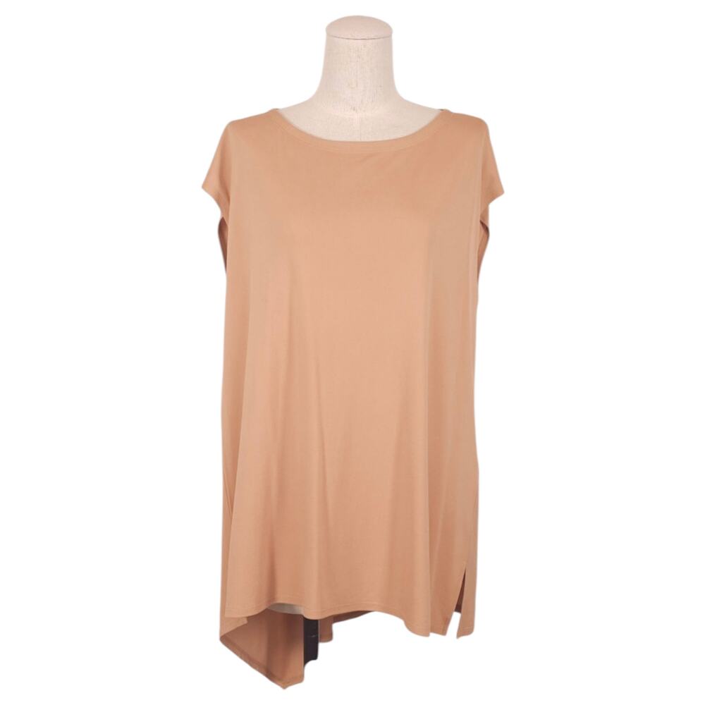 Eileen Fisher Stretch Silk Jersey Blouse Amber Sz Small